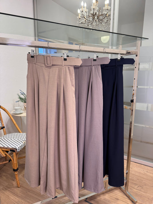 Elegante Wide Leg Hose Creme