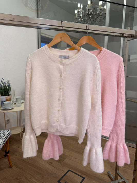 Elegante Strickjacke Creme Weiß