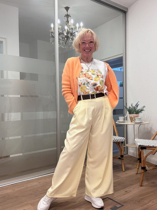 Feine Wide Leg Stoffhose