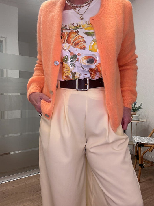 Elegante Orangene Strickjacke