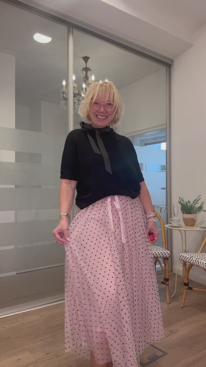 Elegantes Schleifen Strickoberteil